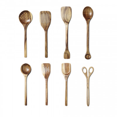 Dutch Deluxes Complete set of 8 wooden utensils ACACIA