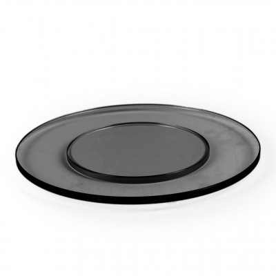 Craster Tilt Large Round Black Glass Plinth Soda Lime Glass 320ø × 20 mm