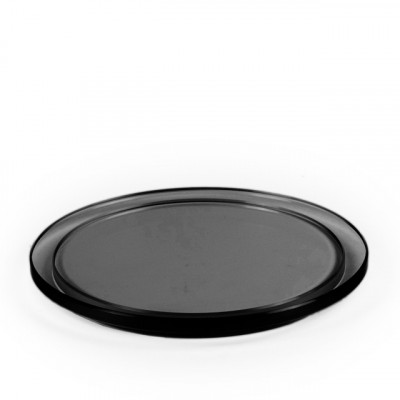 Craster Tilt Round Black Glass Plinth Soda Lime Glass 218ø × 20 mm
