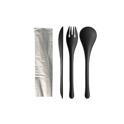 Cookplay EKO Set 1 Black : Fork, knife, spoon and napkin