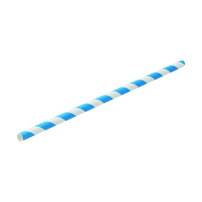 Utopia Paper Blue Stripe Straw 8" (20cm)