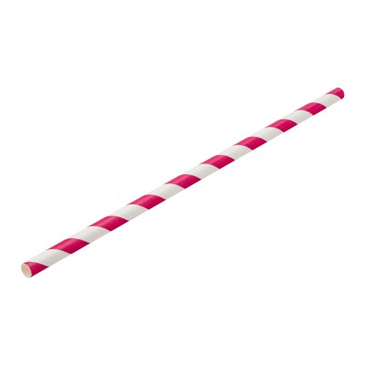 Utopia Paper Pink/White Stripe Straw 8" (20cm) Box of 250