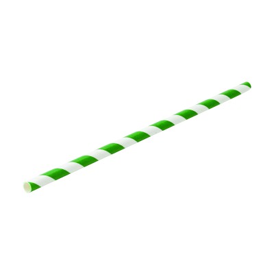 Utopia Paper Green Stripe Straw 8" (20cm)