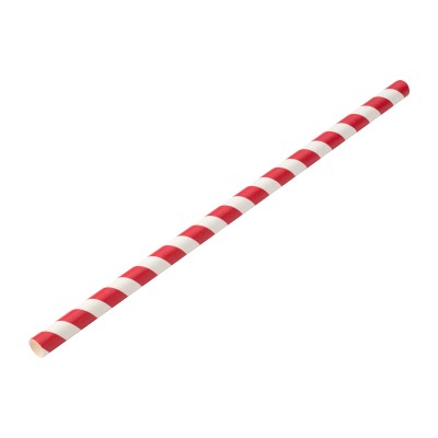 Utopia Paper Jumbo Red Stripe Straw 9" (23cm) 8mm Bore