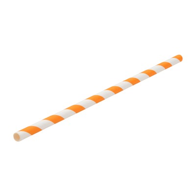 Utopia Paper Orange/White Stripe Straw 8" (20cm)