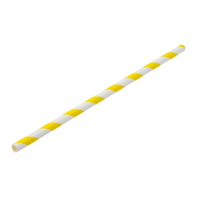 Utopia Paper Yellow/White Stripe Straw 8" (20cm)