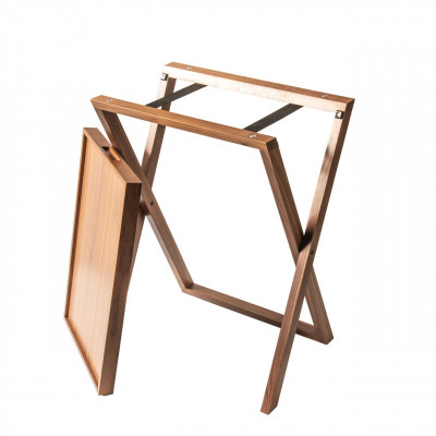Craster Folding Walnut Tray Table, Tall – Locking Walnut 600 × 400 × 749 mm