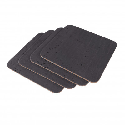 COASTERS 9,5x9,5 cm 4 pcs. pack CORK BLACK