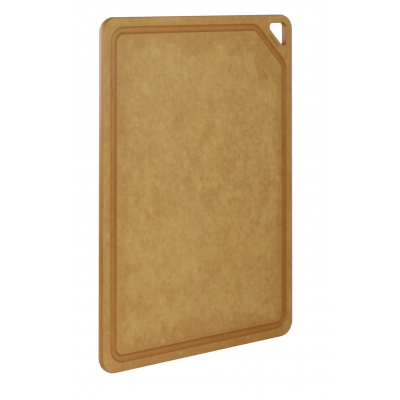 RECTANGULAR WOOD FIBRE LARGE CUTTING BOARD WITH TROUGH 44CM X 32,5CM THICK. 9 MM