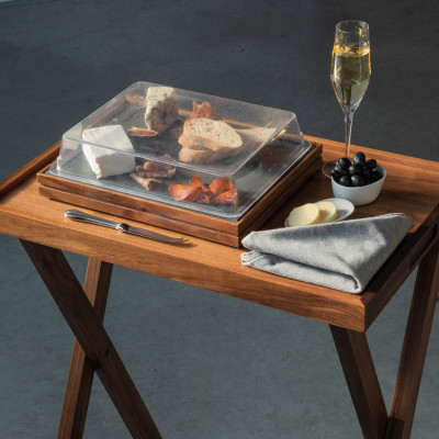 Craster Folding Walnut Tray Table, Top – Non-locking Walnut, Lacquer