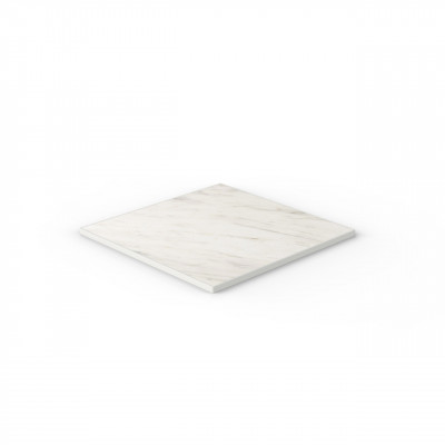 Craster Rise 800 - White Marble HPL - Light Grey Edge - Square Table Top 800 × 800 × 25mm