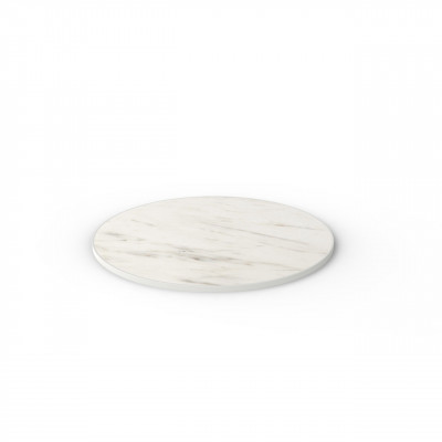 Craster Rise 700 - White Marble HPL - Light Grey Edge - Round Table Top 990ø × 25 mm