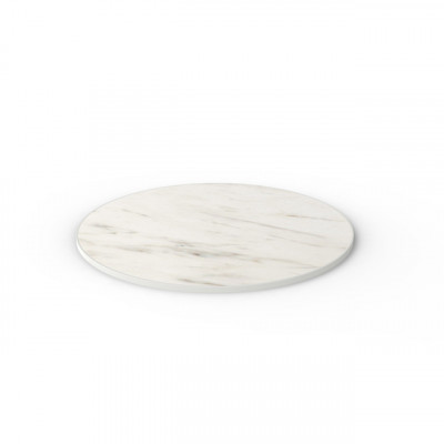 Craster Rise 800 - White Marble HPL - Light Grey Edge - Round Table Top 1130ø × 25 mm