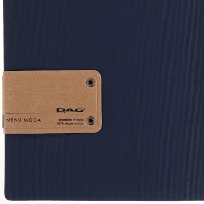 menu holder 16,5x23,1 cm (GOLFO) PATCH label "menu" only elastic JUTE BLUE