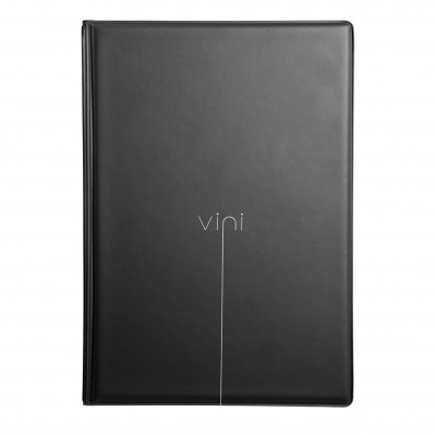 menu holder RISTO A4 vini writing silkscreened 4 envelopes + 2 pockets BLACK