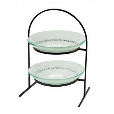 Rosseto 2 Level Round Black Metal Flat Packed Stand