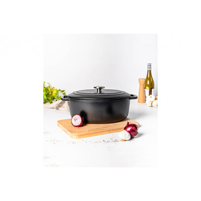 Cosy&Trendy FONTESTIC COOKING POT BLACK 31X24XH12CMOVAL CAST IRON WITH LID