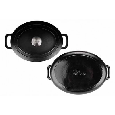 Cosy&Trendy FONTESTIC COOKING POT BLACK 31X24XH12CMOVAL CAST IRON WITH LID