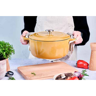 Cosy&Trendy FONTESTIC COOKING POT AMBER GOLD D28XH13CM CAST IRON WITH LID