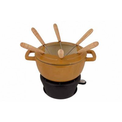 Cosy&Trendy FONTESTIC FONDUE SET  AMBER GOLD D18CM CAST IRON WITH 6 FORKS