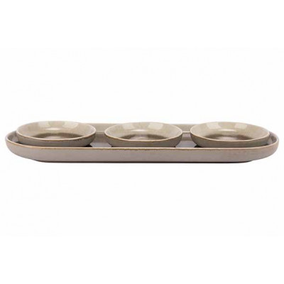 Cosy&Trendy FOREST SERVING TRAY 27,5X10,5XH2CM WITH3 DISHES D8XH1,5CM