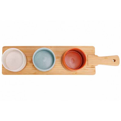 Cosy&Trendy DELA APEROSET 4PCS - SERVING BOARD 48X12CM + 3X BOWL D9,5X5,5CM