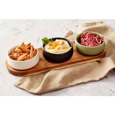 Cosy&Trendy BITES APEROSET 4PCS - SERVING BOARD32X10,5CM + 3X BOWL D9,5X3,5CM