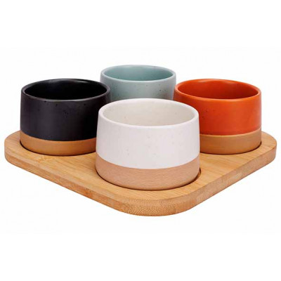 Cosy&Trendy DELA APEROSET 5PCS - SERVING BOARD 22X22CM + 4X BOWL D9,5X5,5CM