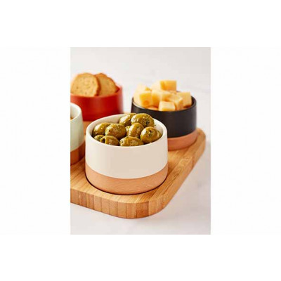 Cosy&Trendy DELA APEROSET 5PCS - SERVING BOARD 22X22CM + 4X BOWL D9,5X5,5CM