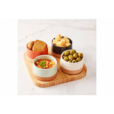 Cosy&Trendy DELA APEROSET 5PCS - SERVING BOARD 22X22CM + 4X BOWL D9,5X5,5CM