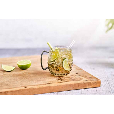 Cosy&Trendy MOSCOW MULE GLASS HAMMERTONE SET2 BLACKTRANSPARENT INCL. 2 ECO STRAWS