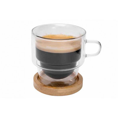 Cosy&Trendy OMAGIO CAFE CLASSICO 180ML W/COASTER S2D8.4XH8.4CM DOUBLE-WALLED - BOROSILICATE