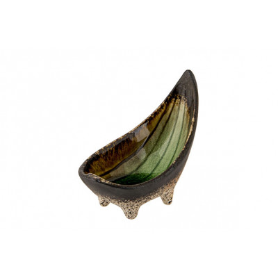 Cosy&Trendy FERVIDO GREEN APERO DISH 12X6,5CMH9.7CM - ON 4 FEET - GONDOLA SHAPE