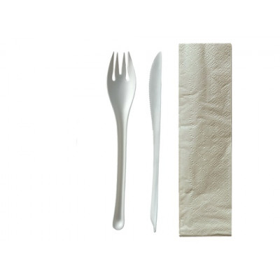 Cookplay EKO Set 2 White : Fork, knife and napkin