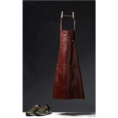 Dutchdeluxes Zipper Style Apron 100% full grain leather Classic Brown