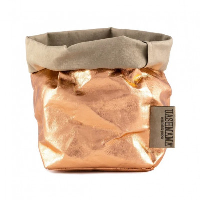 PAPER BAG SMALL METALLO AVANA/BRONZO UASHMAMA