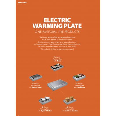 La Tavola Free standing Electric Warming plate, 1/1+1/3 GN, with glass top (2 electric plates 700W