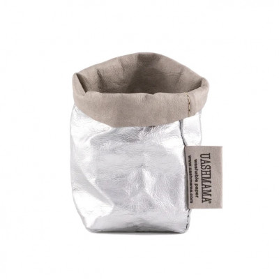 PAPER BAG XSMALL METALLO GREY/SILVER UASHMAMA